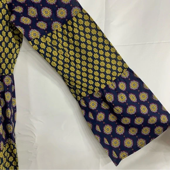 Earthbound Trading Co. Mixed Print Boho Tiered Cotton Navy Peasant Tunic, size M - Picture 5 of 12